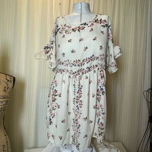 Chic Soul Pastel Floral tunic top or mini babydoll dress 1X